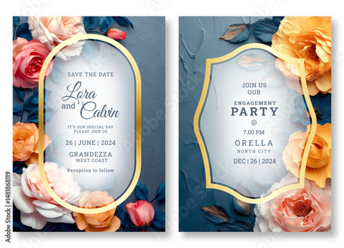Rose art wedding invitation template, business brochure template, flyer design, universal background, versatile vector background, creative brochure template, party invitation template