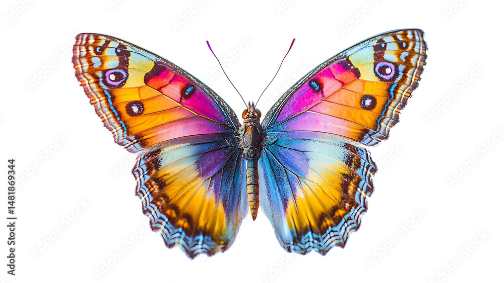 Fototapeta premium Stunning detailed close up of a vibrant butterfly with spectacular wing patterns