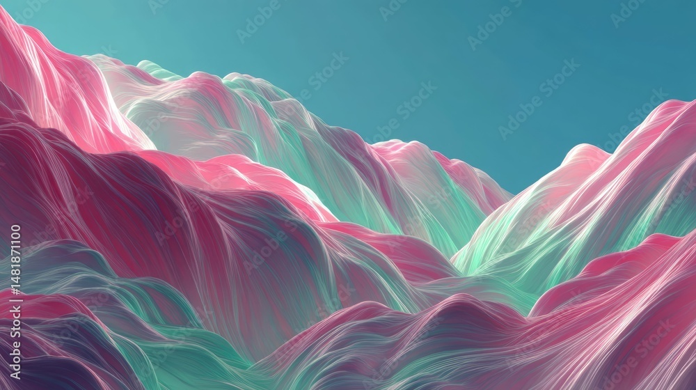 Obraz premium Pastel Pink and Mint Dreamscape: Abstract Textile Mountains