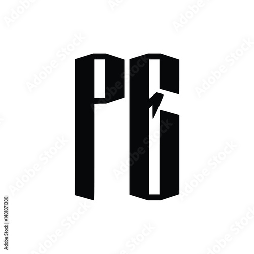 PE monogram logo design letter text name symbol monochrome logotype alphabet character simple logo