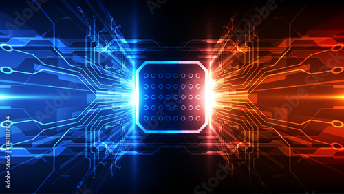 Abstract technology circuit board background. Vector illustration. Hi-tech concept.
