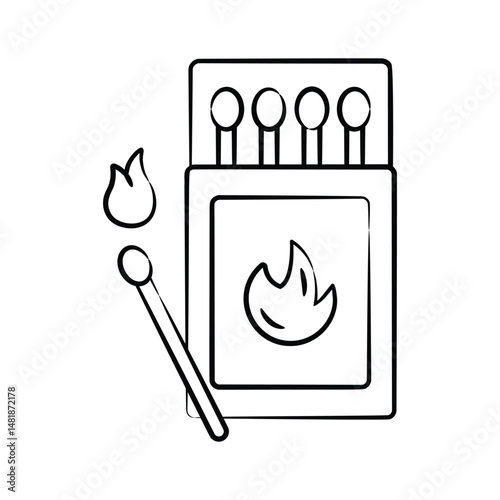 Get this amazing hand drawn style icon of matchbox