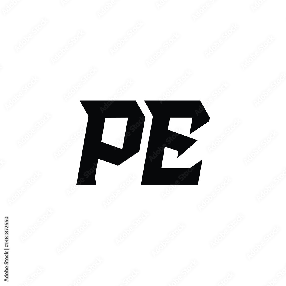Fototapeta premium PE monogram logo design letter text name symbol monochrome logotype alphabet character simple logo