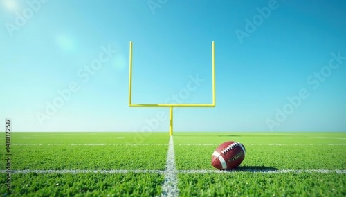 Close-up of American football goalposts against a clear sky, touchdown, sky, winning