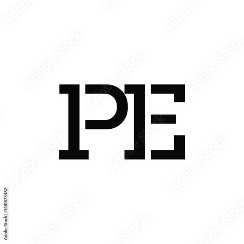 PE monogram logo design letter text name symbol monochrome logotype alphabet character simple logo