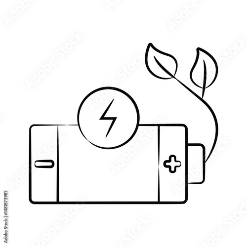 Rechargeable cell hand drawn icon, ready for premium use