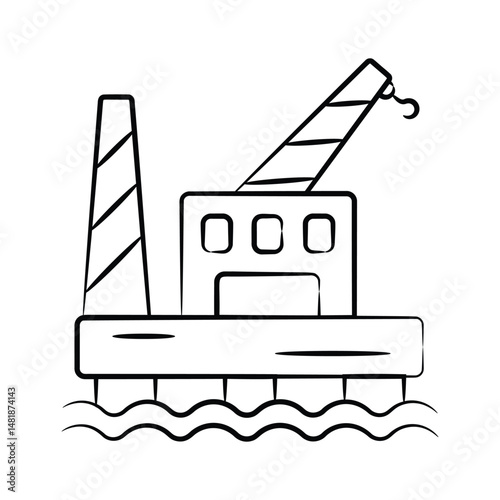 A captivating drawing style icon of offshore rig
