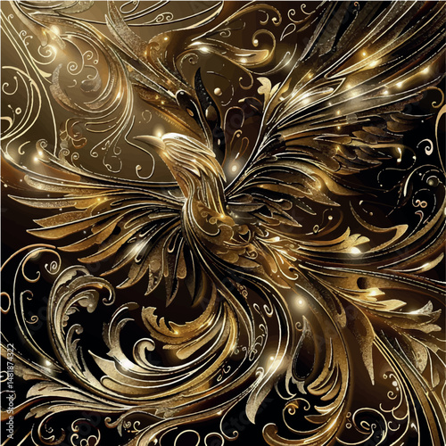 firebird, drawing, graphic, design, bird, art, wing, illustration, vector, phoenix, animal, background, symbol, element, pattern, silhouette, fly, black, fire, ornament, wings, abstract, yellow, mytho