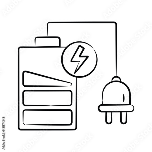 Modern hand drawn style icon showing battery charging cell