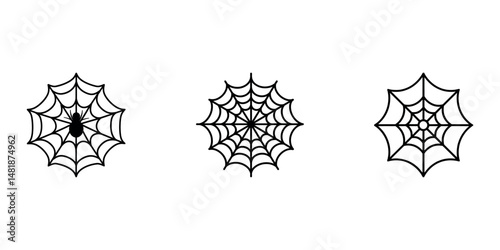 Three black spiderweb icons feature one small spider with a clean white background