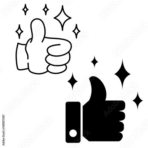thumb up with blinking 