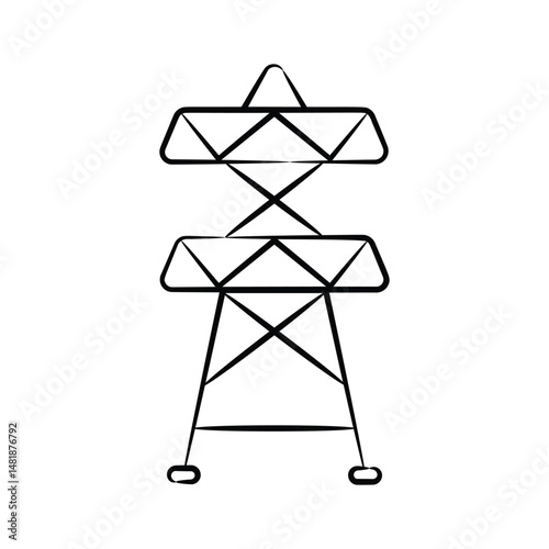 Catch a sight of this trendy doodle icon of power generation tower