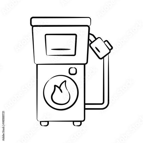 An editable hand drawn style icon of gas station