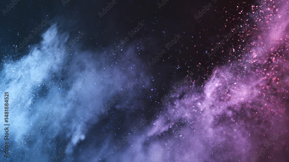 Fototapeta premium Cosmic Dust: A Dreamlike Blue and Purple Powder Explosion