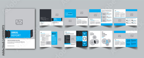 Annual Report Template layout cover page with 16 page design concept Accents	
