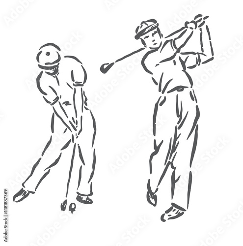 classic and vintage style golfer vector sketch