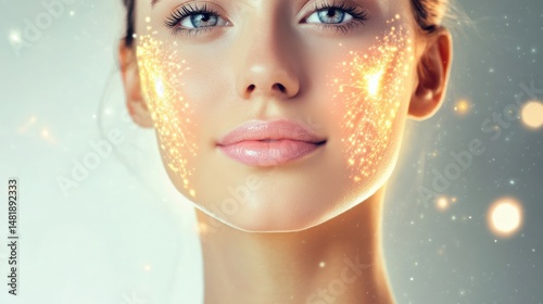 Artistic depiction of plasma enhancing skin rejuvenation, glowing effects, and vibrant colors