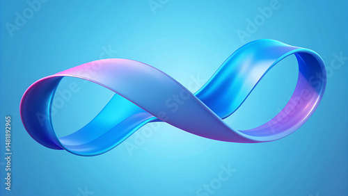 Modern flowing gradient ribbons in blue tone 3d abstract composition