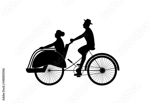 silhouette of a woman riding a bicycle