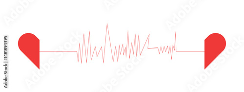 red heart with heartbeat,vibrant red heart symbolizing love and passion, accompanied by heartbeat line,icon
