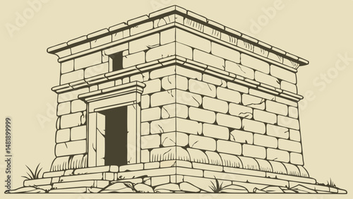 Vector SVG Ancient stone structure with detailed carvings, showcasing architectural design and historical significance