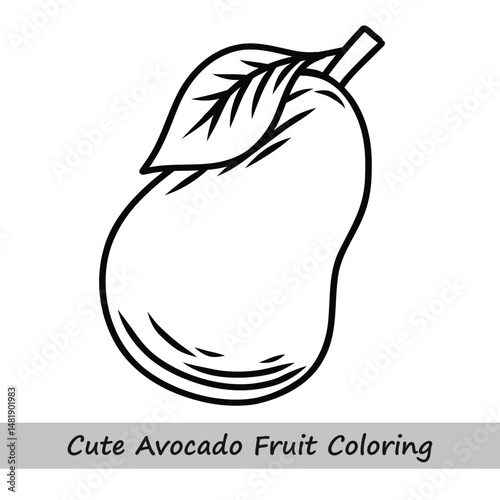 Cute Avocado Fruit Coloring For Kids