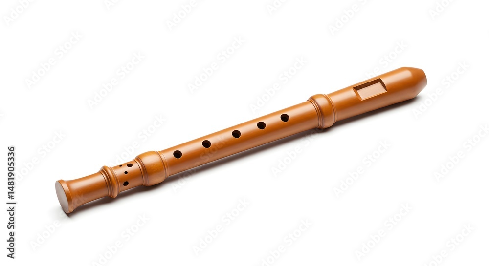 Naklejka premium Recorder Musical Instrument Isolated on White Background