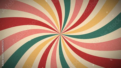 Spiral motion looping background with vintage retro film texture