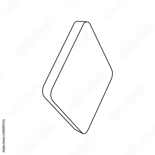 The outline of a large diamond is made with black lines. 3D view of the object in perspective. Vector illustration on white background