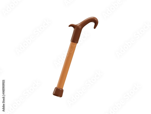 Walking Stick Icon 3d render concept of Walking Cane Stick, Walking stick, medical supplies icon vector illustration