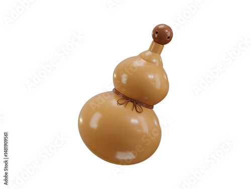 3D Gourd Calabash Icon – Chinese New Year Festival Cultural Symbol Vector Illustration