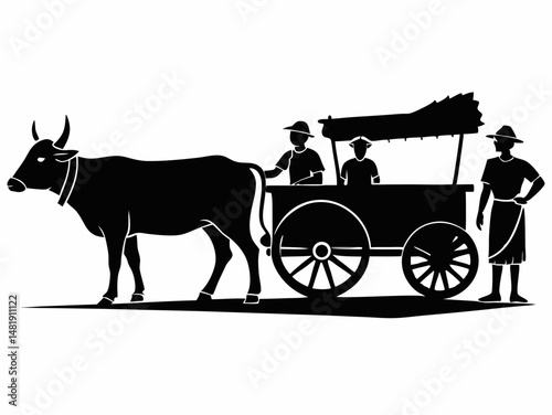 Silhouette of traditional Bullock cart
