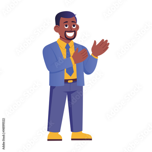 A flat style illustration of clapping character 