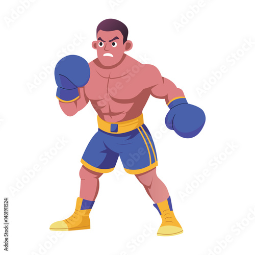 A flat style illustration of angry boxer 