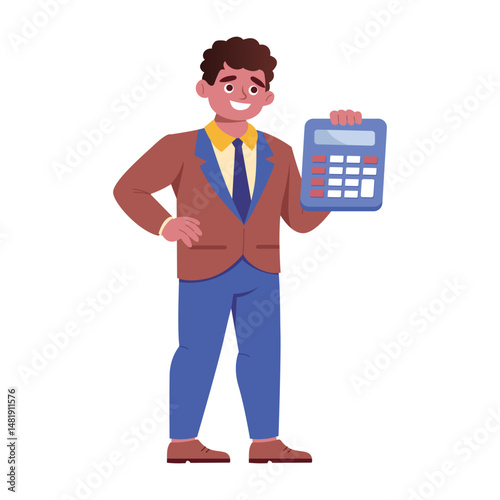 A flat style illustration showing an accountant 