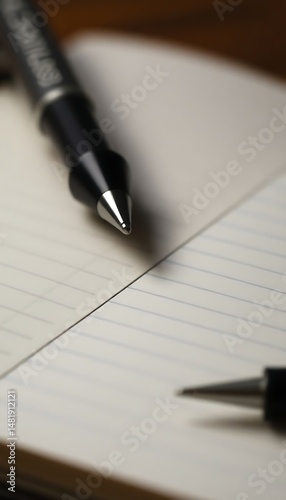 pen sitting on top of an open notebook