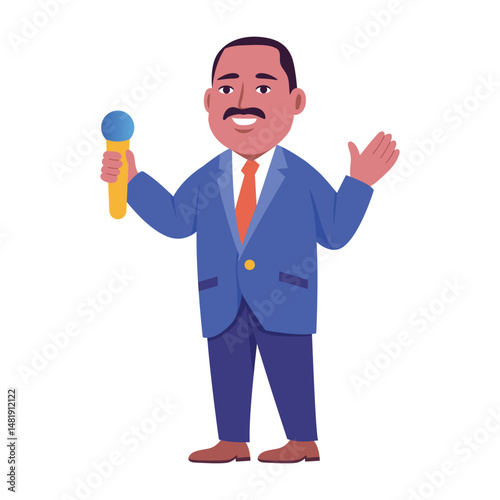 Flat style illustration showing minister giving passionate speech