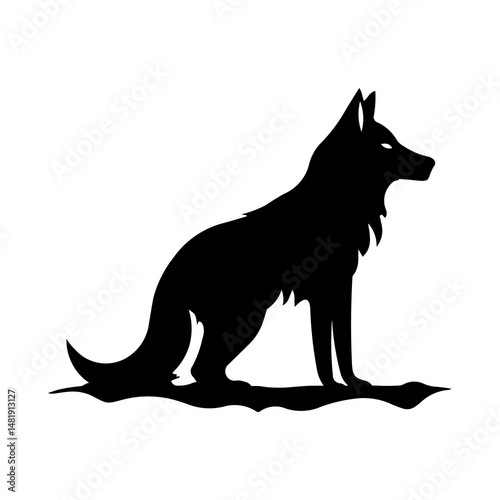 A large wild wolf symbol in the center. Isolated black symbol photo