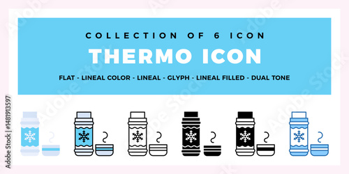 Thermo Icon Set 6 Stylish Flask Icons