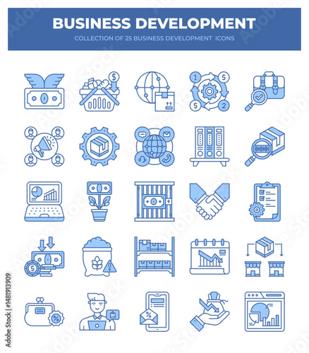 Collection of 25 Business Development Icons. Boost Your Business Growth