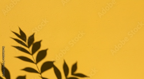 Wallpaper Mural Abstract Background Photo Yellow Wall Leaf Shadow Torontodigital.ca