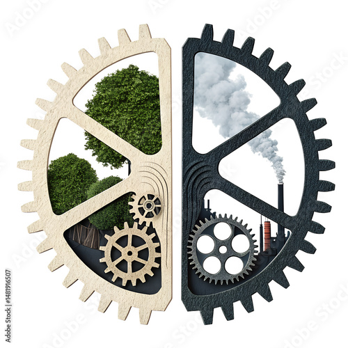 Metal gears and cogs working together in an industrial machine mechanism photo