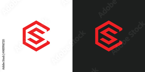Letter CS or SC Hexagon Logo Design