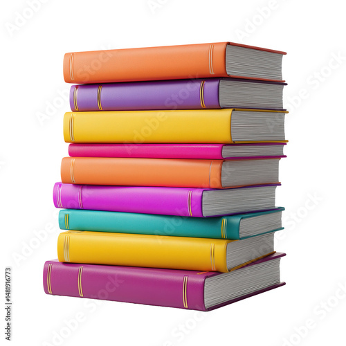 Wallpaper Mural Colorful Books Stacked High , isolated on white background png Torontodigital.ca