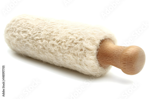 Creamy white rolling pin with wooden handle