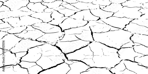 Closeup of dry fissure ground. White dried and cracked ground earth background.Gray crack on earth texture. erosion.	