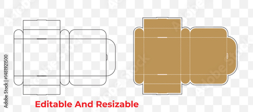 Die-line template, box die-line template, Packaging Design For Cosmetic, customizable box template, Custom box dieline 
