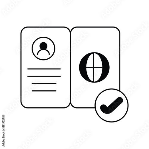 Visa glyph icon with white background vector stock illustration