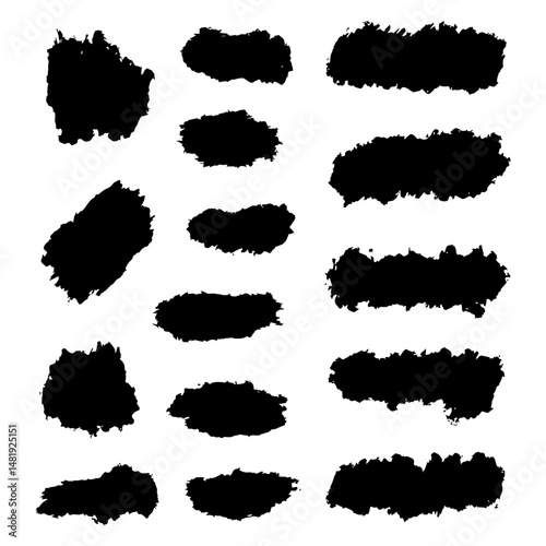Black paint brush strokes on white background for artistic design and creative projects