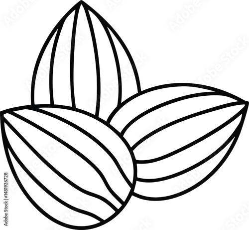 Almond icon. Nut vector illustration isolated  on white background.